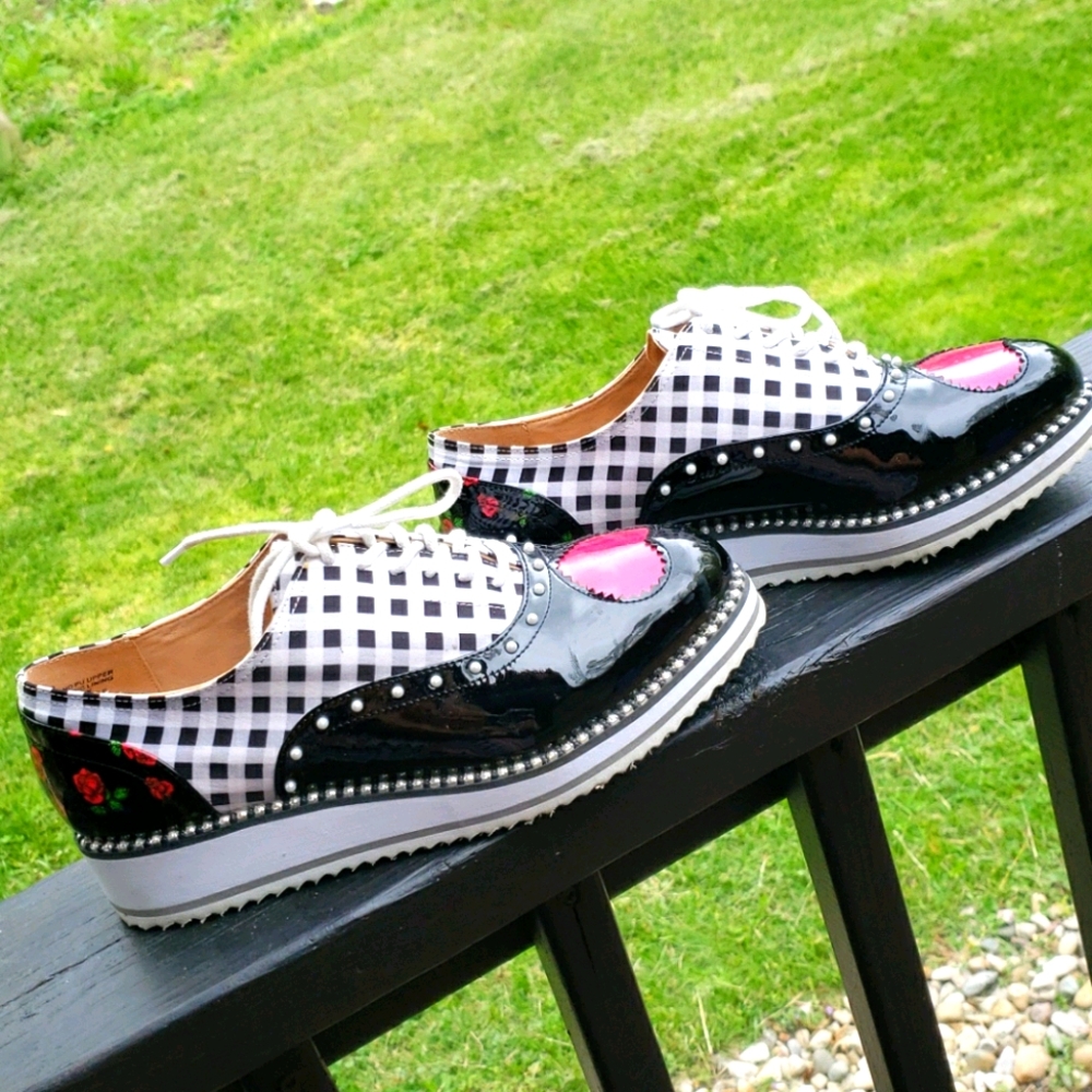 Gingham Patent Oxfords